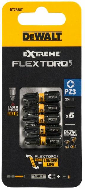 Биты для ударной отвертки Dewalt Extreme Flex Toro, PZ3, 25 мм