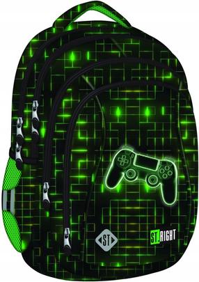 Kooli seljakott St. Right Neon Pad, must v./roheline v., 44 cm x 32 cm x 20 cm