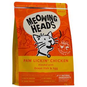 Sausas kačių maistas Meowing Heads Paw Lickin Chicken, vištiena, 4 kg