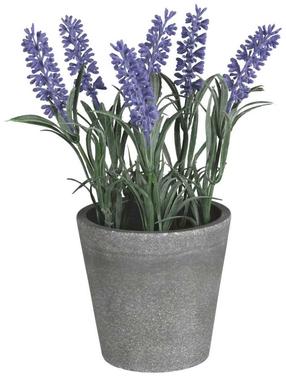 Mākslīgais augs podiņā, lavanda Splendid Lavender 2, zaļa krās./pelēka krās./violeta krās., 21 cm x 9.5 cm