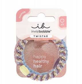 Matu gumija, komplekts Invisibobble Twistar Lavender Braids, zila krās./rozā krās., 3 gab.