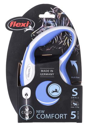 Automaatne jalutusrihm Flexi New Comfort Cord, sinine v./valge v., S 5m