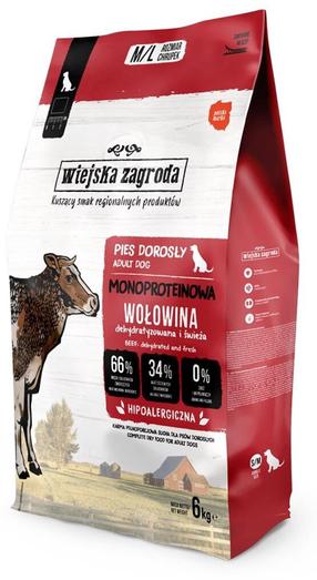 Kuiv koeratoit Wiejska Zagroda, veiseliha, 6 kg