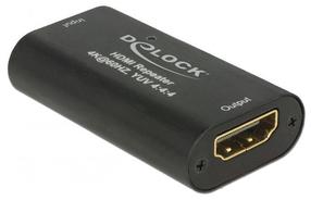 Vads Delock Repeater HDMI 4K HDMI-A 19 pin female, HDMI-A 19 pin female, 30 m, melna krās.