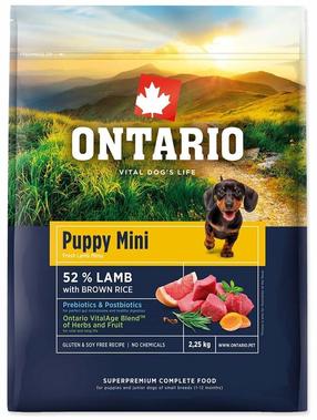 Sausā suņu barība Ontario Puppy Mini Lamb & Brown Rice, tītara gaļa, 2.25 kg