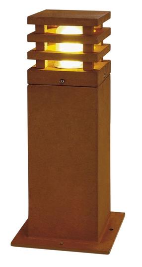 Pastatomas lauko šviestuvas SLV Rusty Square 40, 11W, E27, IP55, ruda sp., 12 cm x 40 cm