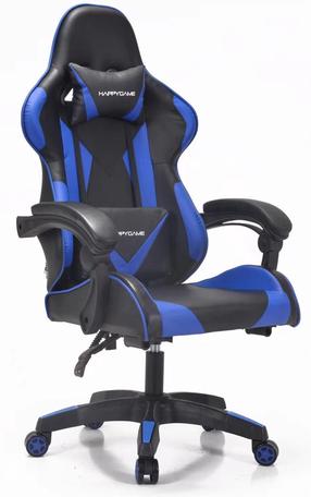 Spēļu krēsls Happygame 7911, 69 x 55 x 125 - 135 cm, zila krās.