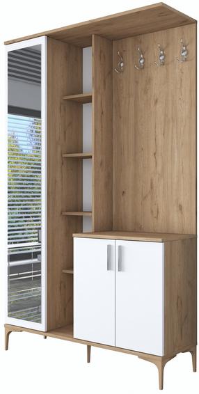 Prieškambario spinta Kalune Design EA109, balta sp., 37.5 cm x 120 cm x 198.6 cm