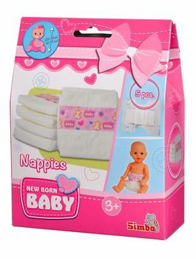 Подгузники для кукол Simba New Born Baby Diapers, белый цв.