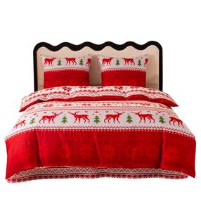 Kalėdinis patalynės užvalkalų komplektas PGJ-32, baltas/raudonas, 200 x 220 cm