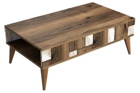 Kafijas galdiņš Kalune Design Madrid, balts krās./valriekstu krās., 105 cm x 60 cm x 37.6 cm