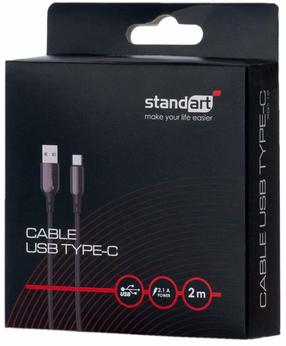 Vads Standart GT-XG112, USB Type-C, 200 cm, melna krās.