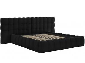 Lova dvigulė Micadoni Home Mamaia Velvet Double Headboard, 180 x 200 cm, juoda sp., be čiužinio, su grotelėmis