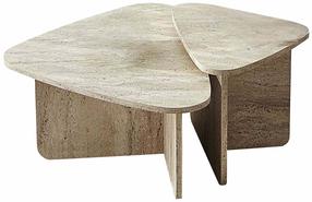 Kavos staliukų komplektas Kalune Design Ballare, travertine sp., 40 - 60 cm x 90 cm x 35 - 40 cm, 2 vnt.