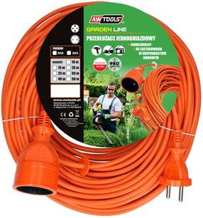 Buitinis ilgintuvas AWTools Garden Line AW70203, 2 x 1 mm², 25 m, IP20, 1 lizdo, oranžinė sp.