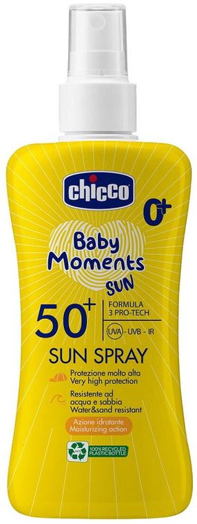 Purškiklis įdegio priežiūrai kūnui Chicco Baby Moments Sun SPF50+, 150 ml