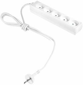 Pagarinātājs AWTools W24612, 3 x 1 mm², 5 m, IP20, 5 ligzdas, balta krās.