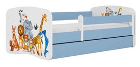 Детская кровать Kocot Kids Animals, синий цв./белый цв., 80 x 160 cm, без ящика для постельных принадлежностей, без матраса