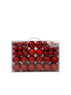 Eglutės žaisliukų rinkinys Christmas Touch, raudona sp., 3 - 6 cm, plastikas, 100 vnt.
