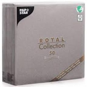 Popierinės servetėlės Pap Star Royal, 40 cm x 40 cm, pilka sp., 50 vnt.