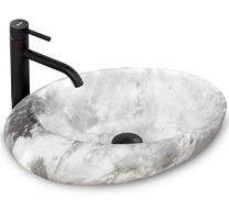 Vonios praustuvas Rea Stone Roxy C, keramika, 49 cm x 31 cm x 13.5 cm, šviesiai pilka sp.