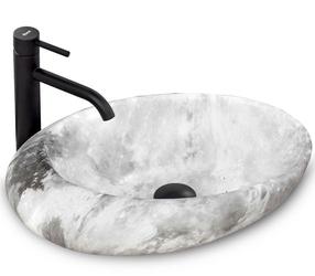 Vannas istabas izlietne Rea Stone Roxy C, keramika, 49 cm x 31 cm x 13.5 cm, gaiši pelēka krās.