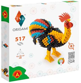 Papīra figūru izgatavošanas komplekts Alexander 3D Origami Rooster, zila krās./melna krās./sarkana krās.