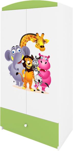 Vaikiška spinta Kocot Kids Babydreams Zoo, balta sp./žalia sp., 90 cm x 52 cm x 175.5 cm