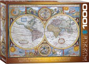 Dėlionė Eurographics Antique World Map 6000-2006, 67.6 cm x 48.9 cm, 1000 vnt., įvairių spalvų
