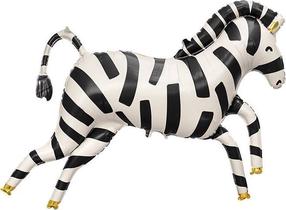 Folijas balons figūriņa PartyDeco Zebra, balta krās./melna krās.
