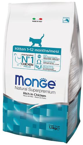 Sausā kaķu barība Monge Kitten, vistas gaļa, 1.5 kg
