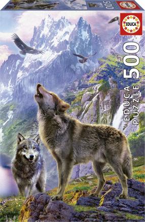 Dėlionė Educa Wolves In The Rocks, 48 cm x 34 cm, 500 vnt., įvairių spalvų