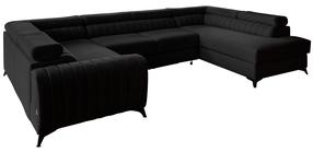 Kampinė sofa Louis Flores 10, juoda sp., dešininė, 202 x 347 cm x 92 cm