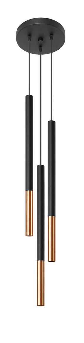 Lampa karināms Sollux Mozaica 5903282798908, G9, 3 x 40 W, melna krās. / zelta krās.