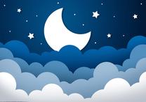 Fototapetas Artgeist Moon Dream - Clouds On A Dark Blue Sky With Stars For Children, 280 cm x 400 cm