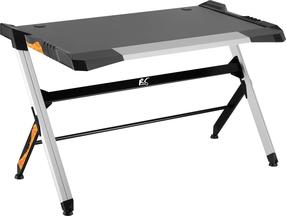 Kompiuterinių žaidimų stalas NanoRS RS150, 129.5 cm x 72.5 cm, 78 cm, sidabro sp./juoda sp.