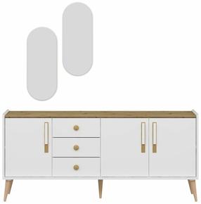 Konsoles galds Kalune Design Mitra Mirror, balts krās., 45 cm x 180 cm x 80 cm