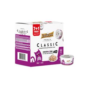 Влажный корм для кошек Princess Classic, курица/рис/тунец, 0.070 кг, 8 шт.