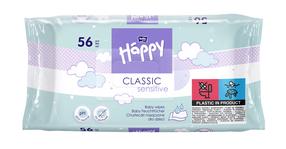 Drėgnos servetėlės kūdikiams Happy Classic Sensitive, 56 vnt.