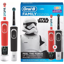 Elektrinis dantų šepetėlis Oral-B D100 Sensi + D100 Starwars, juoda sp./raudona sp.