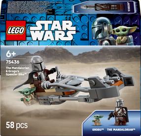 Konstruktorius LEGO® Star Wars™ Mandaloriečio ir Grogu greitaeigis motociklas 75436, 58 vnt.