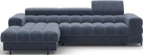 Kampinė sofa - lova Felro Aura 40, mėlyna sp., kairinė, 181 x 285 cm x 93 cm