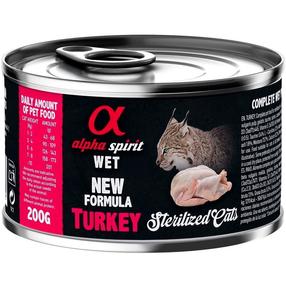 Mitrā kaķu barība Alpha Spirit Sterilized, tītara gaļa, 0.2 kg