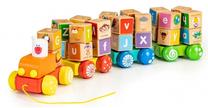 Lavinimo žaislas, medinis traukinukas su raidėmis EcoToys