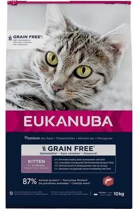 Sausā kaķu barība Eukanuba Grain Free, vistas gaļa/lasis, 10 kg