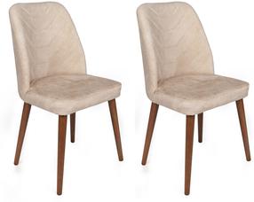 Kėdžių rinkinys Kalune Design Dallas 550 V2 974NMB1657, matinė, riešuto sp./smėlio sp., 49 cm x 50 cm x 90 cm, 2 vnt.