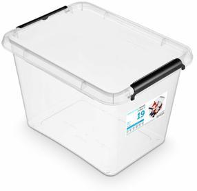 Daiktadėžė su dangčiu Simple THK-078654, 19 l, skaidri sp., 39 x 29 x 26 cm