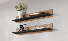 Настенная полка Cama Meble Soho, дубовый цв./черный цв., 19 см x 20 см x 125 см