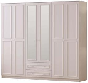 Skapis Kalune Design Lina, matēti balta krās., 52 cm x 210 cm x 210 cm, ar spoguli