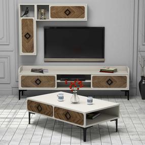 Комплект мебели для гостиной Kalune Design Samba, комнатные, кремовый цв./ореховый цв.